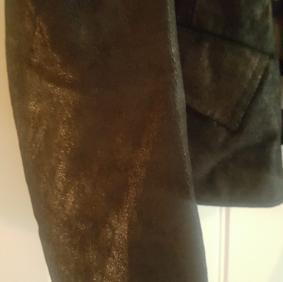 Rachel Roy Genuine Black Leather Shimmer Backless Jacket Coat Size M - Picture 2 of 12